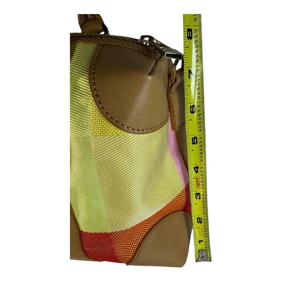 Vtg Liz Claiborne 90s Y2K Kelly Purse Gingham Pop Of Color Pattern Gold Accents - Picture 8 of 11